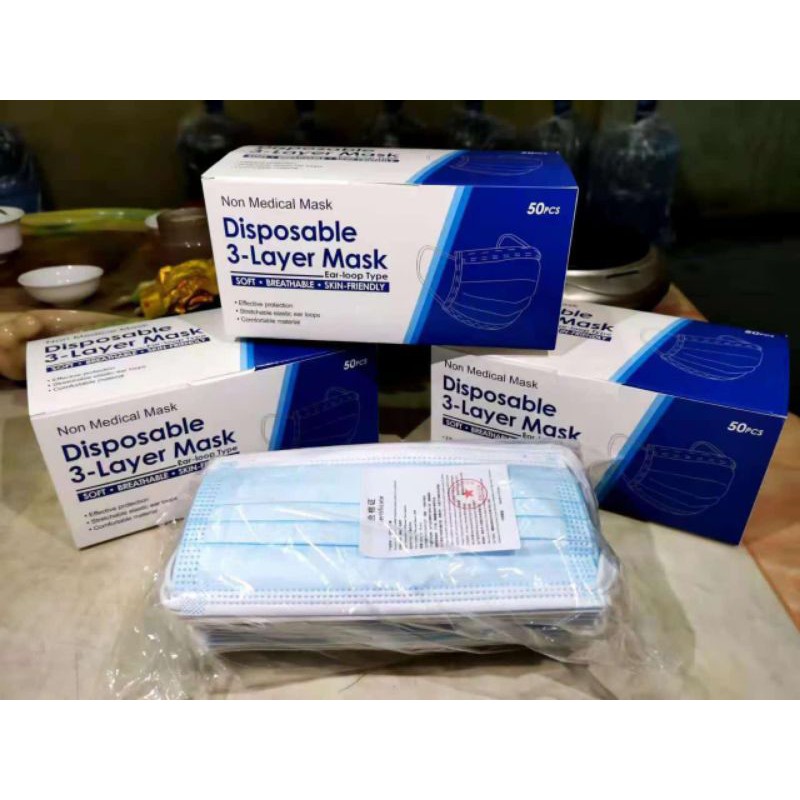 Jual MASKER DISPOSABLE EARLOOP 3 ply isi 50 pcs | Shopee Indonesia