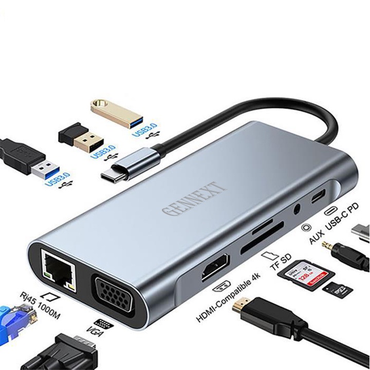 Jual IGS GENNEXT HUB 10 in1 Adapter Type C USB 3.0 Macbook Multi Port ...