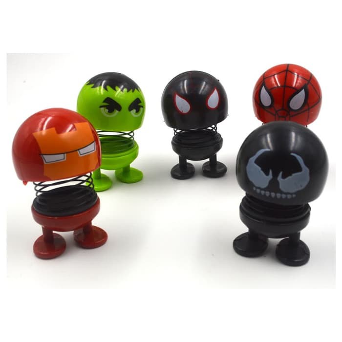Jual Spring Doll SUPERHERO Spiderman Hulk Iron Man Smile Goyang Kepala ...