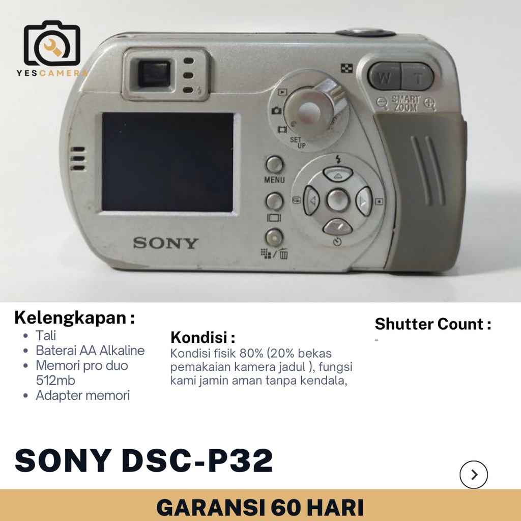 Jual Kamera Pocket Sony DSC P32 Full Set Garansi 2 Bulan Kamera Pocket