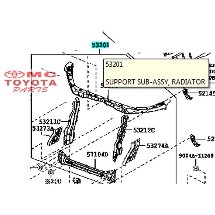 Jual Support Sub-Assy Radiator Depan Rush Terios 53201-BZ160 | Shopee ...