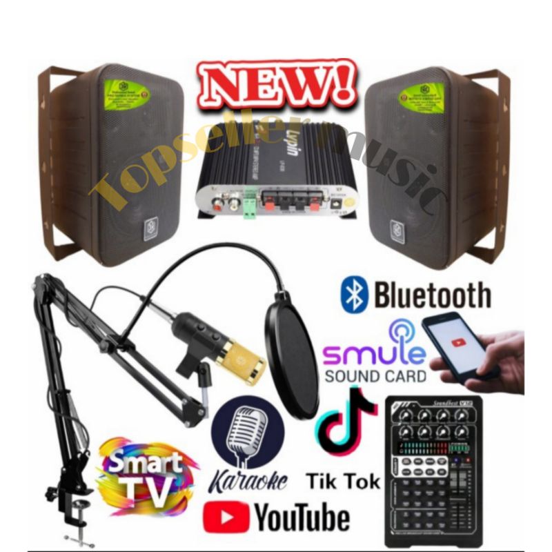 Jual PAKET KARAOKE STUDIO MUSIK LIVE SOUNDCARD SOUNDNEST SPEAKER MONITOR 4INCH Shopee Indonesia