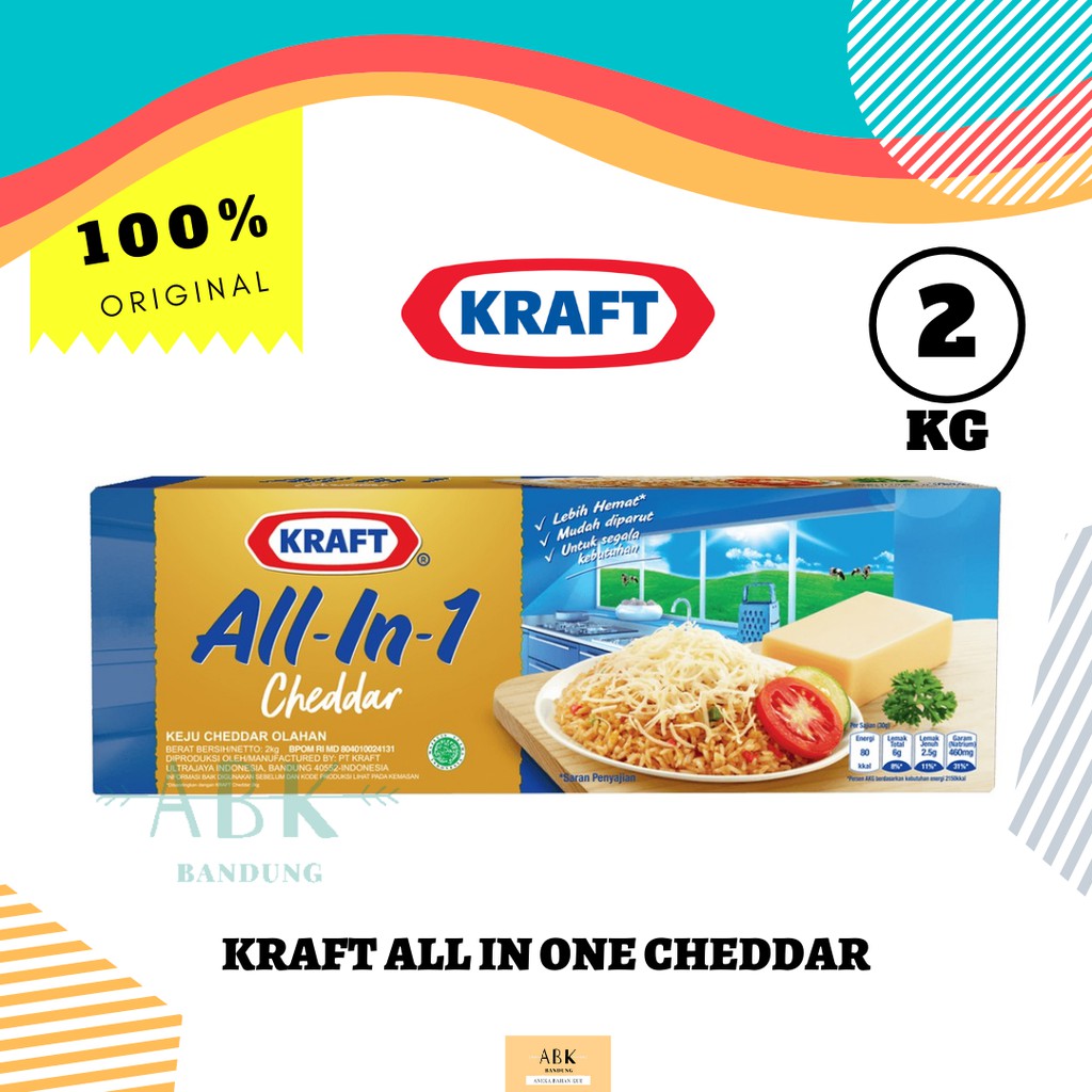 Jual KEJU KRAFT ALL IN ONE CHEDDAR 2KG | KRAFT ALL IN 1 CHEDDAR CHEESE ...