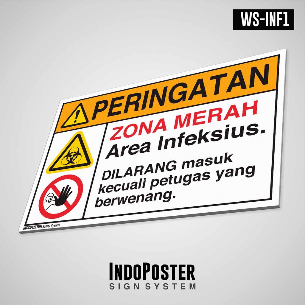 Jual Safety Sign Rambu K Pvc Ansi Zona Merah Area Infeksius Dilarang