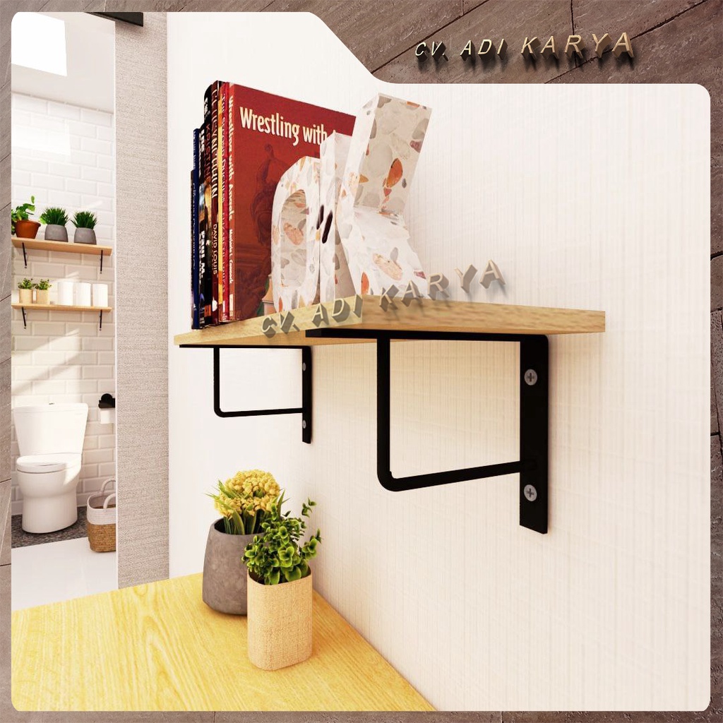 Jual Rak Besi Siku Rak Dinding Minimalis Gantung Tempel Tembok | Shopee ...