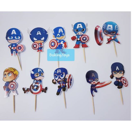 Jual Chibi Captain America Topper Cupcake Birthday / Hiasan Kue Ulang