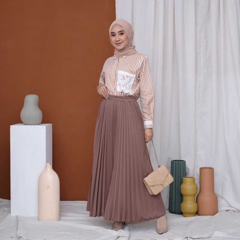 Jual Rok Plisket Premium Rok Mayung Plisket Grade A Fit To Xxl