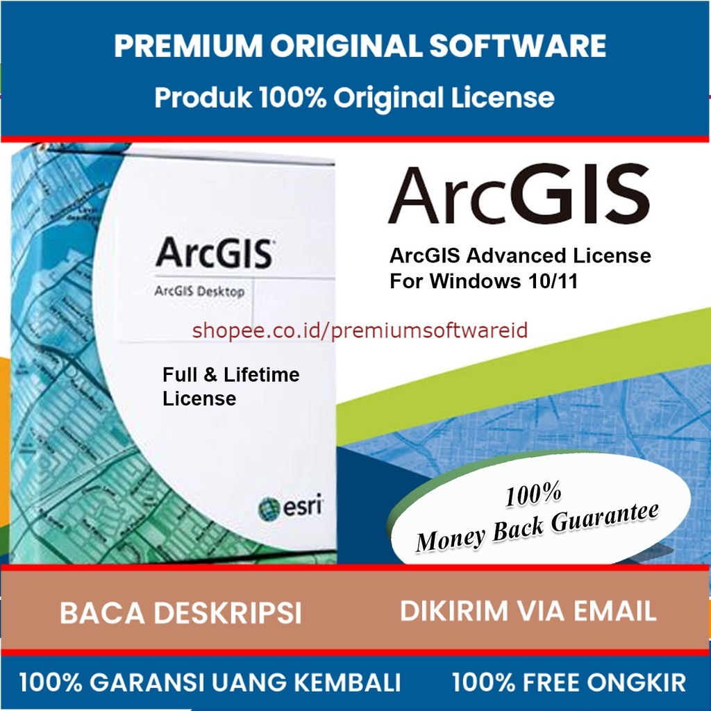 Jual ArcGIS Desktop 10.8.2 + Extensions Advanced License Shopee Indonesia