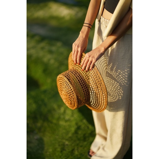 Jual Topi Pantai Rotan Estetik (Aesthetic Rattan Hat) | Shopee Indonesia