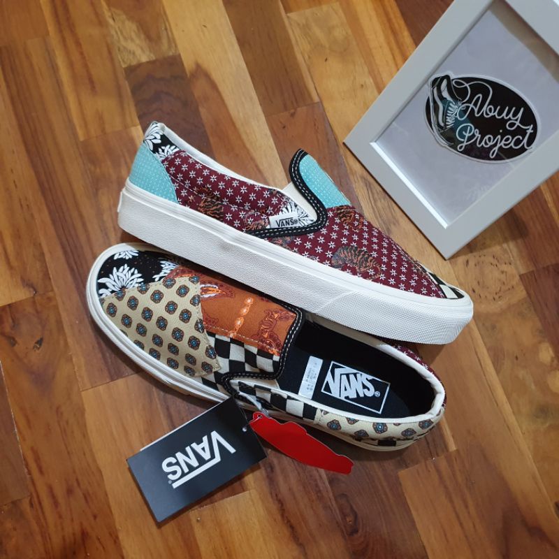 tiger patchwork vans slip on