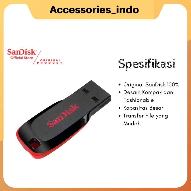 Jual SanDisk Cruzer Blade 8GB | 16GB | 32GB | 64GB | 128GB | | Shopee ...