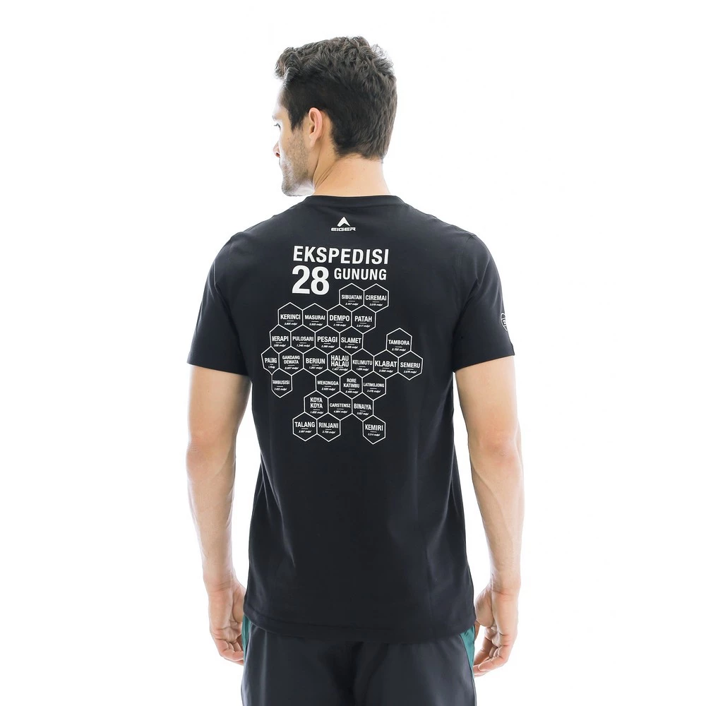 EIGER Kaos 28 Gunung Original Hitam – T-Shirt Outdoor Petualang Premium foto 3