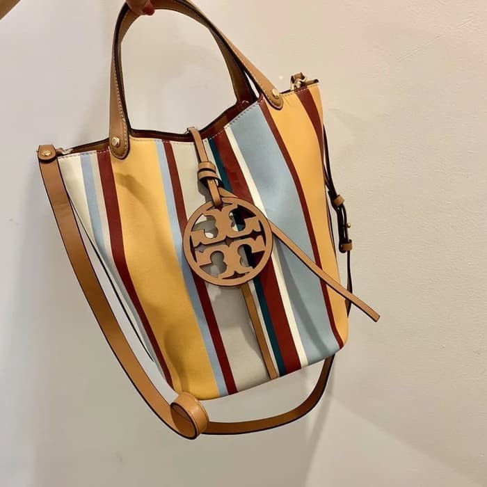 Tory burch miller stripe bucket bag sale