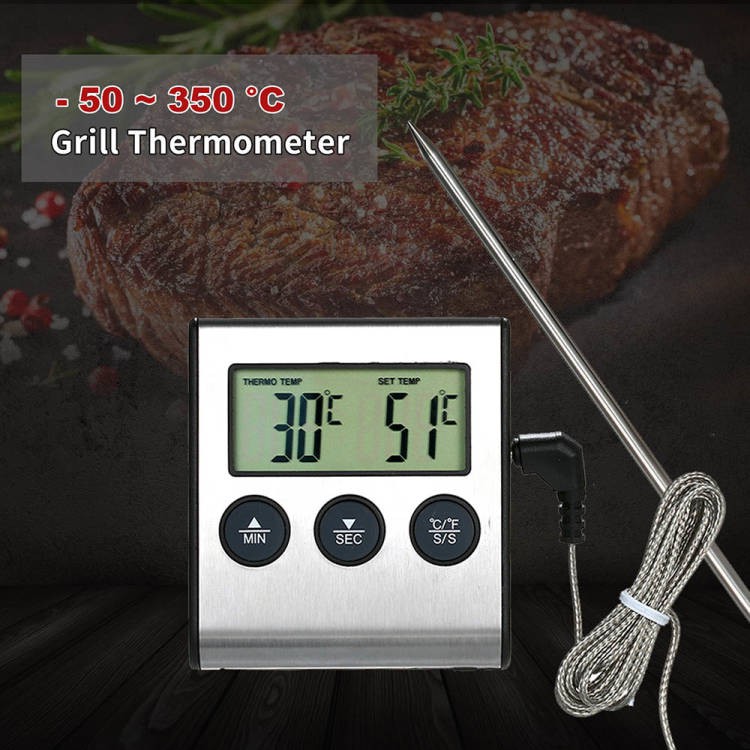 Jual Thermometer Makanan Daging Timer Masak Digital Termometer Cooking ...