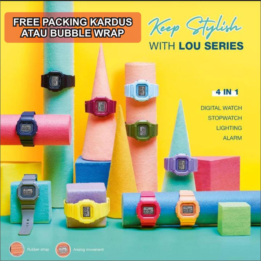 Jual Jam BrunBrun Lou Paris Digital Warna warni Tangan Wanita Murah