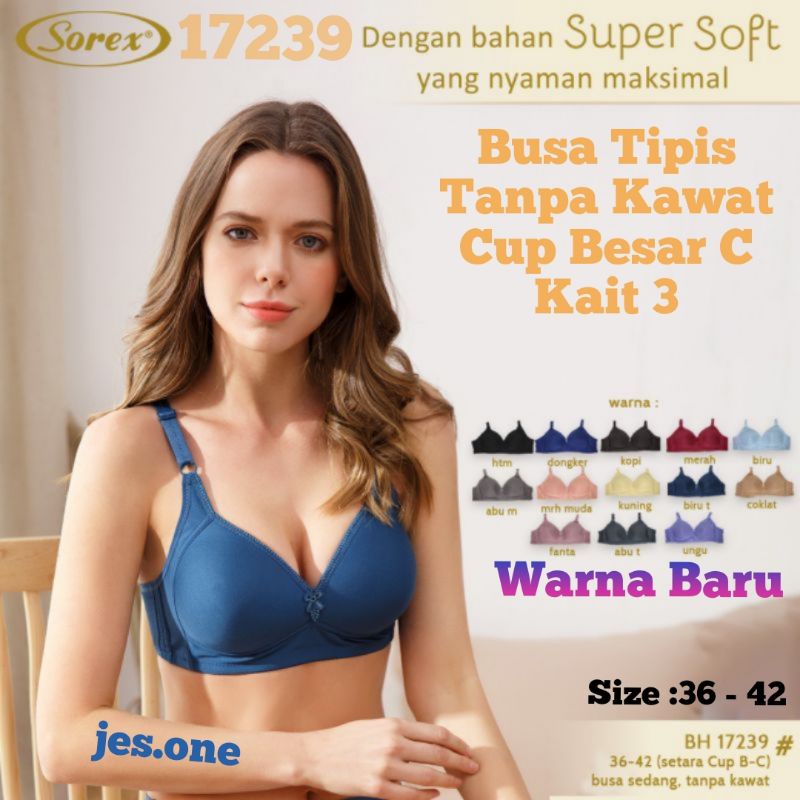 Jual Sorex 17232 BH Bra Wanita Busa Tipis Tanpa Kawat Kait 2 Setara Cup B -  Hitam, Size 36 - Jakarta Utara - Lingerieku