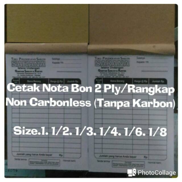 Jual Cetak Nota Bon Non Carbonless Tanpa Karbon Shopee Indonesia