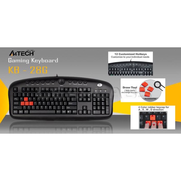 Jual Keyboard Gaming A4Tech Kb-28G Original - USB | Shopee Indonesia