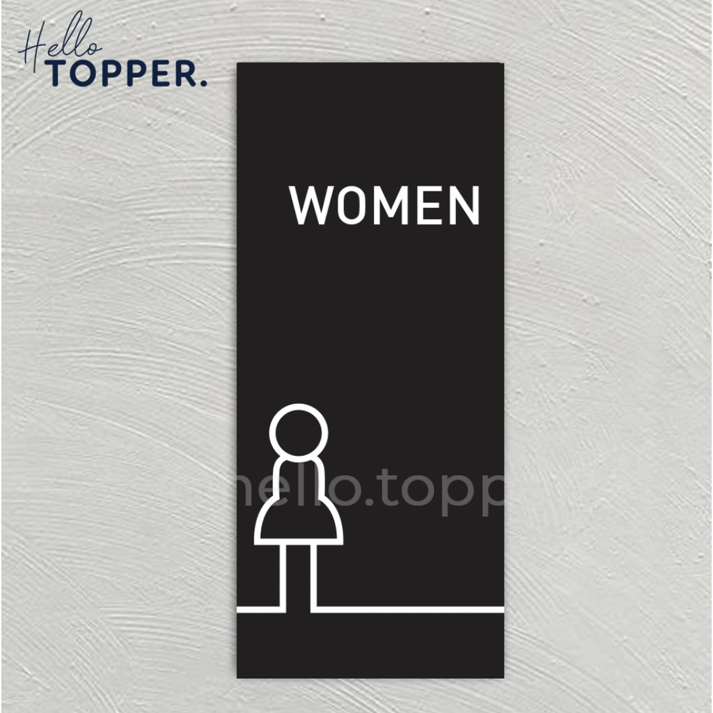 Jual Sign Akrilik Toilet Wanita Printed Label Signage Restroom Wanita