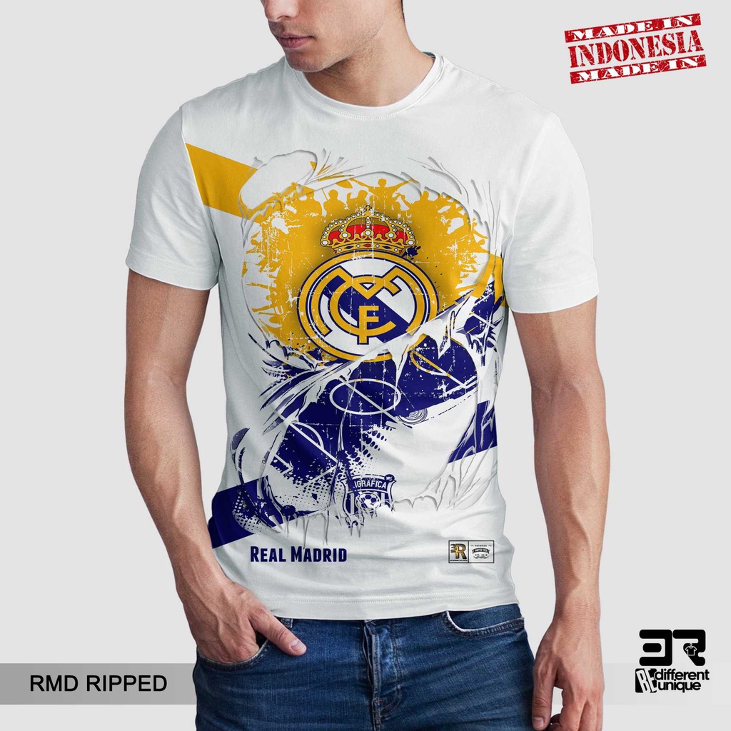 Jual [ COD ] KAOS PRINTING GAMBAR TEAM SEPAKBOLA REAL MADRID RIPPED ...