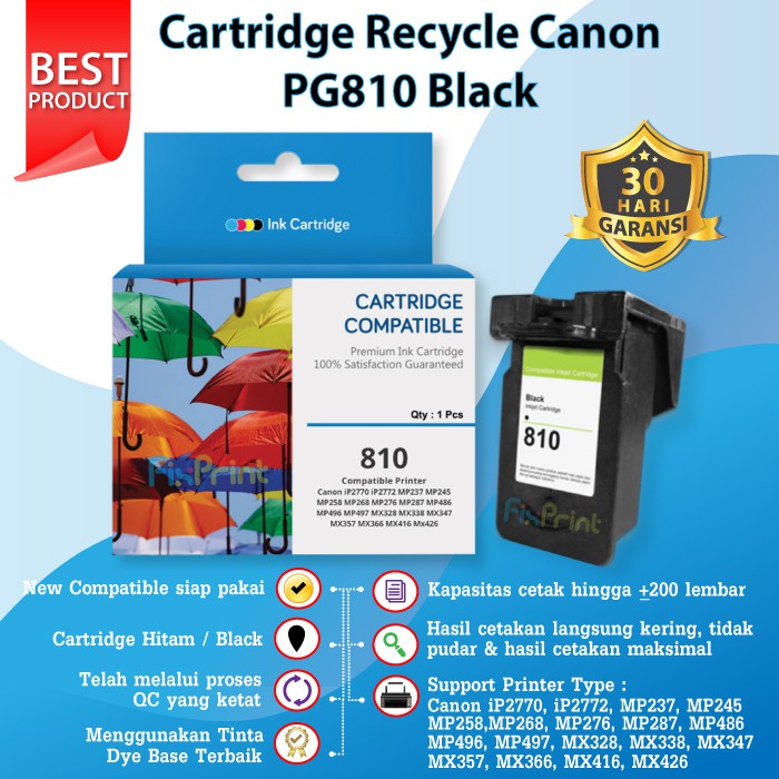 Jual Catridge Tinta Canon PG810 Black New Cartridge PG 810 Katrid PG