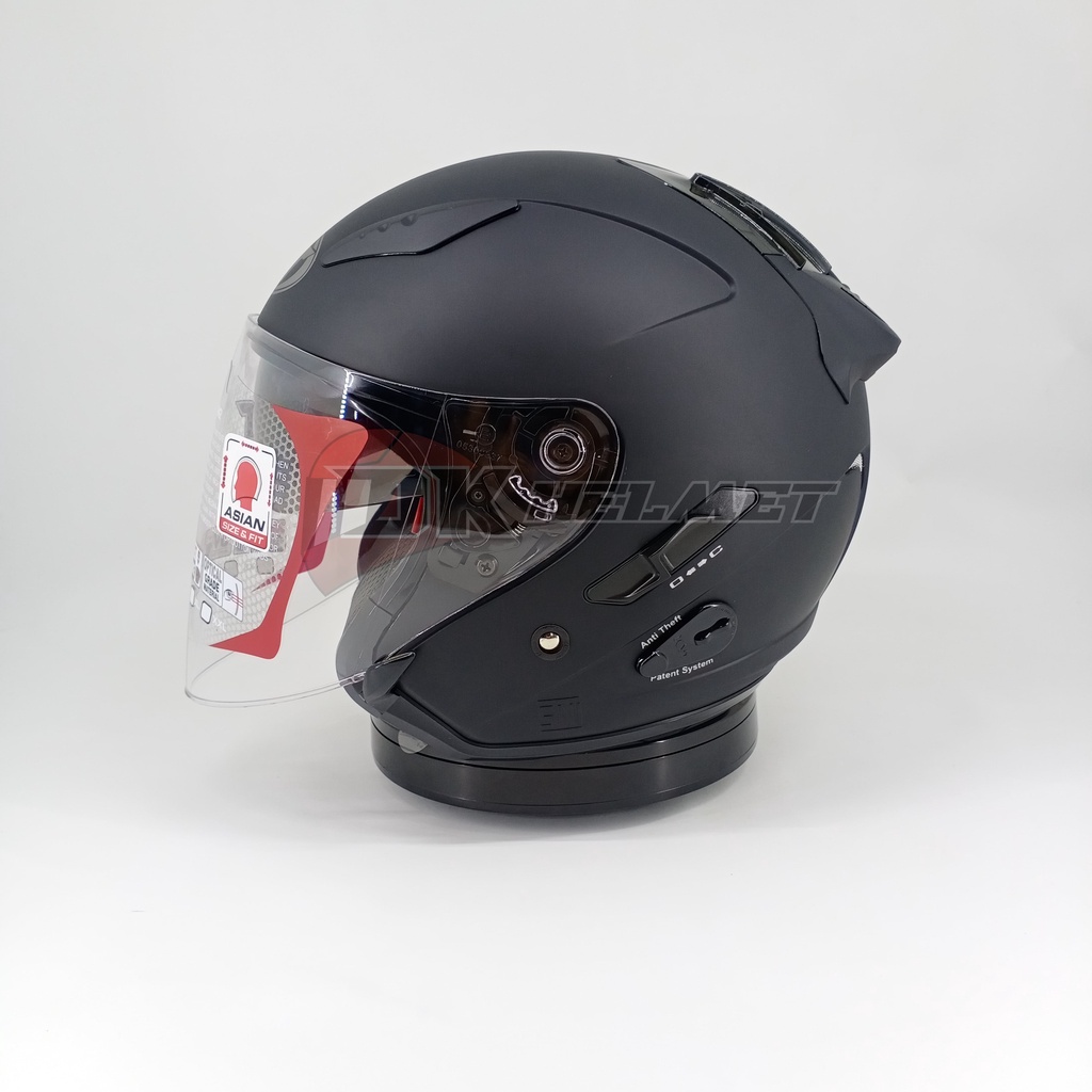 Jual Helm Half Face KYT Galaxy Slide Flat R Solid Black Doff Matt