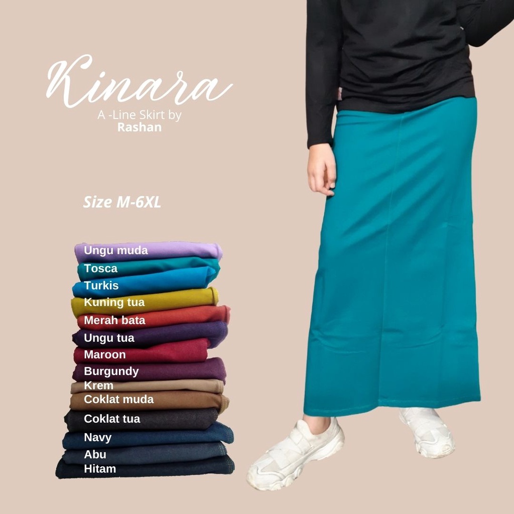 Jual Defect Kinara Skirt Rok A Warna Denim Cotton Spandex Skirt Wanita Muslim Big Size Rok