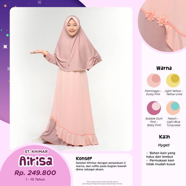Jual Gamis anak bani batuta Airisa/khimar Anak /baju muslim anak Bani