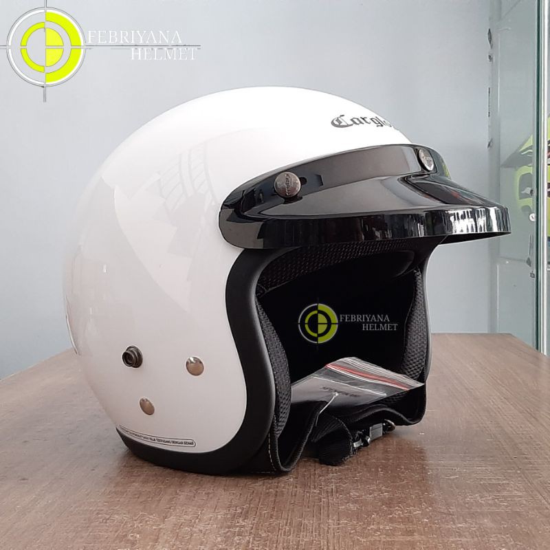 Jual Helm Cargloss Cf Retro White Shopee Indonesia