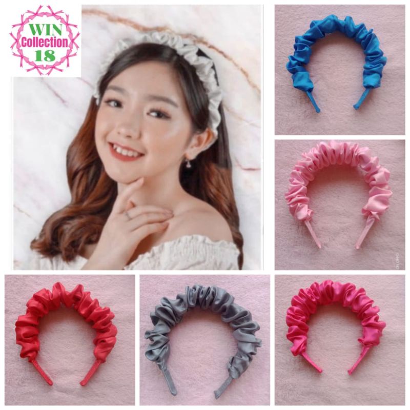 Jual Bando scrunhie kerut gaya korea bisa pilih warna/bando korea ...