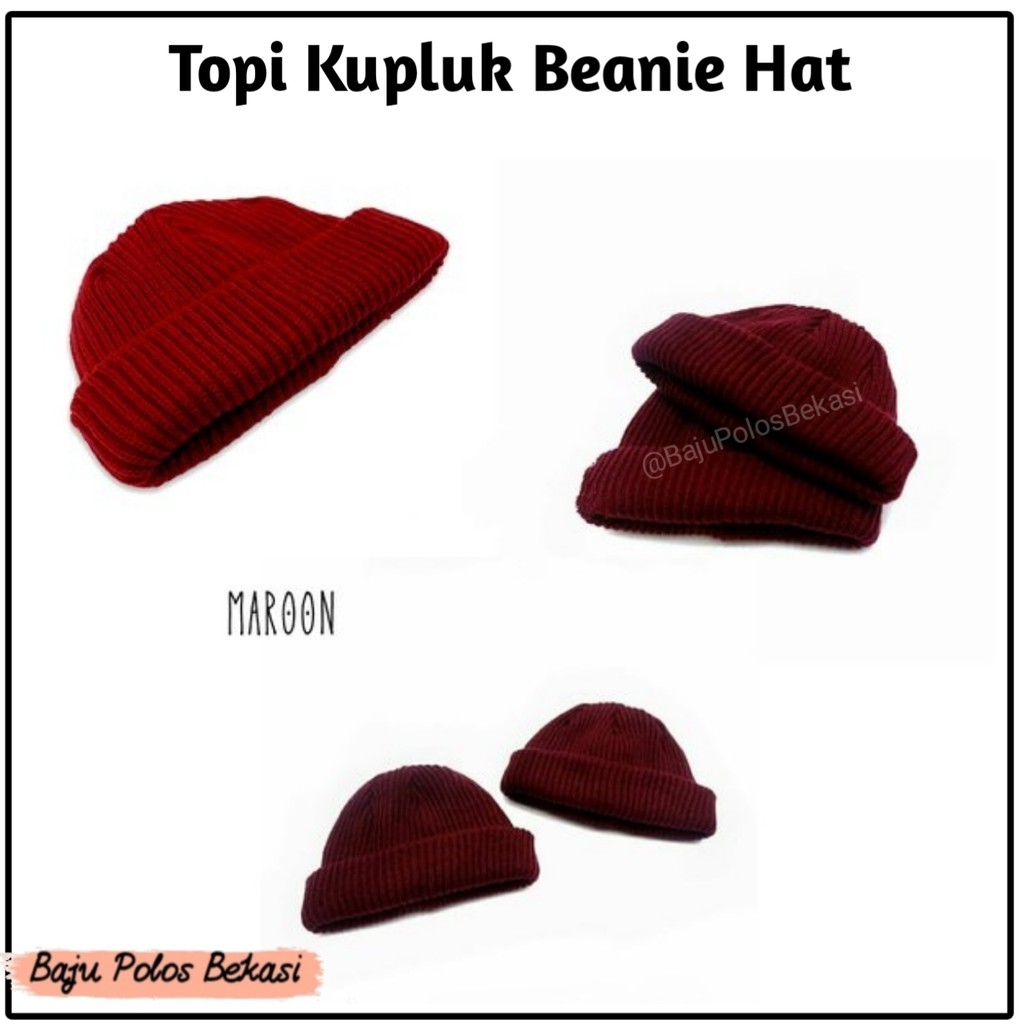 Jual Topi Kupluk Rajut Beanie Hat Premium Distro Polos Maroon | Shopee ...