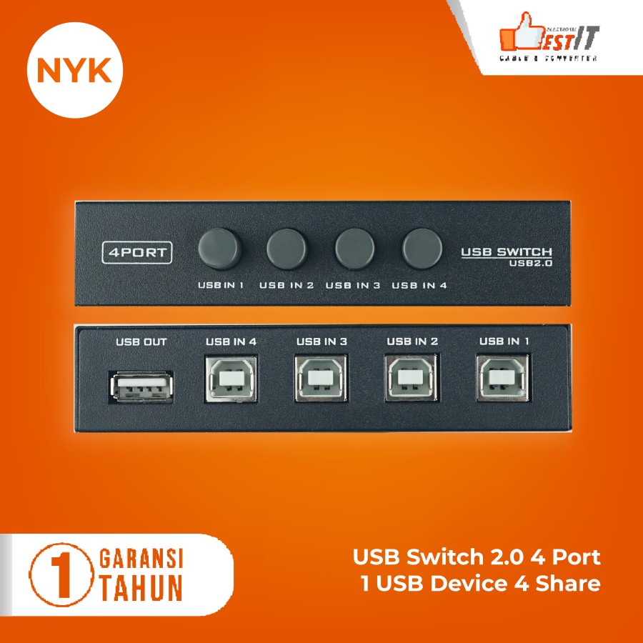 Jual USB Switch Manual Printer 4 Port / Data Switcher 14 USB Printer
