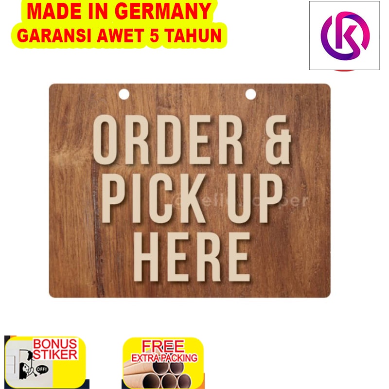 Jual Promo Order & Pick Up Here Sign Unik Kayu| Signage Pick Up Here ...