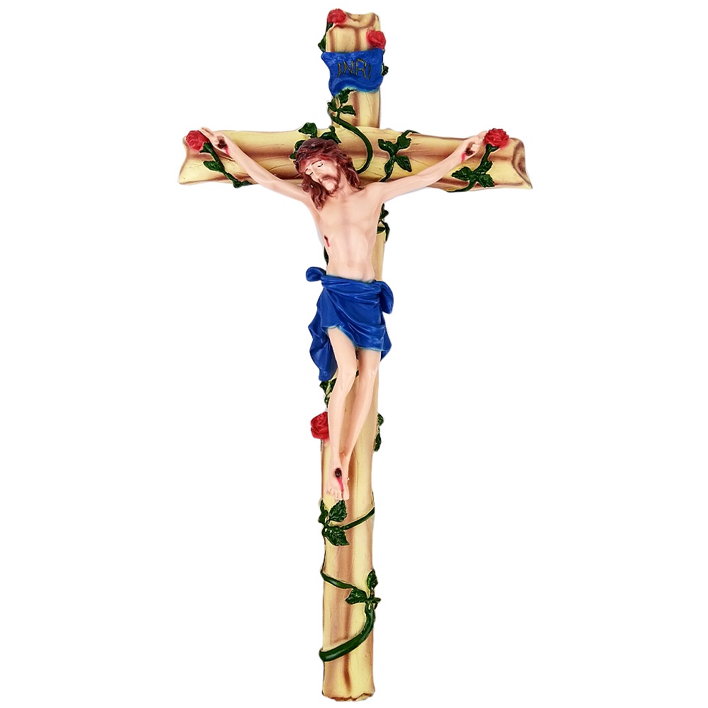Jual Salib Dinding Gantung Motif Bunga Mawar Corpus Patung Tubuh Yesus ...