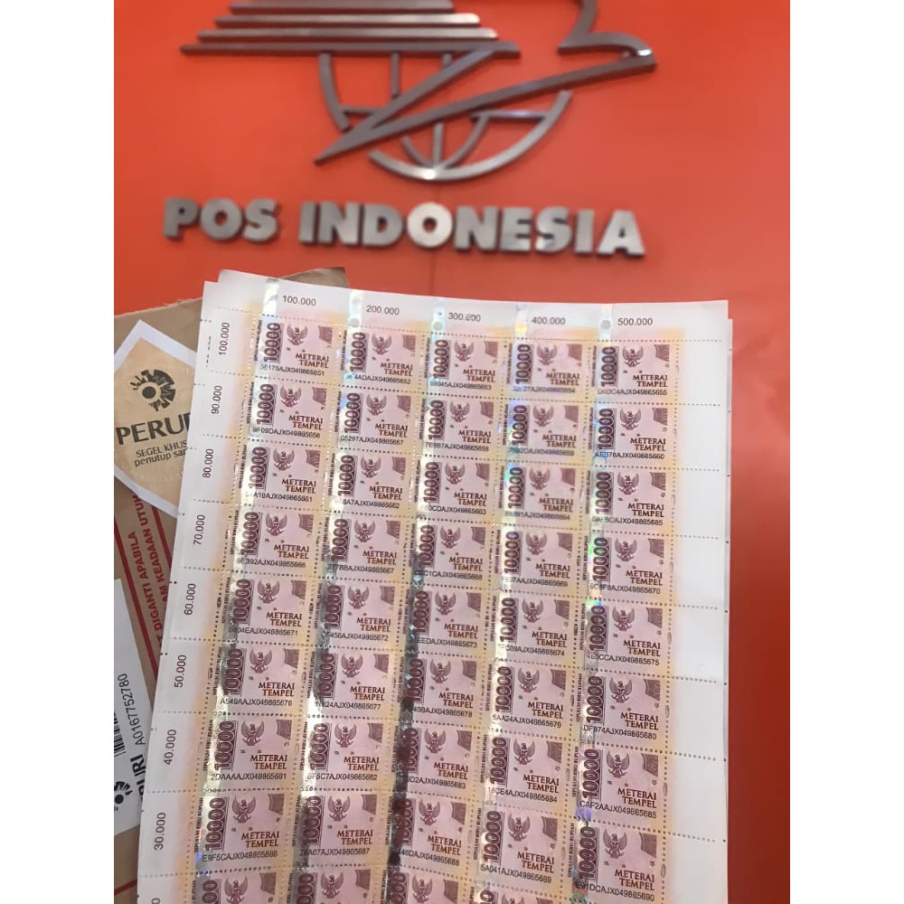 Jual Meterai Materai Tempel 10000 Asli Peruri Pos Indonesia Shopee