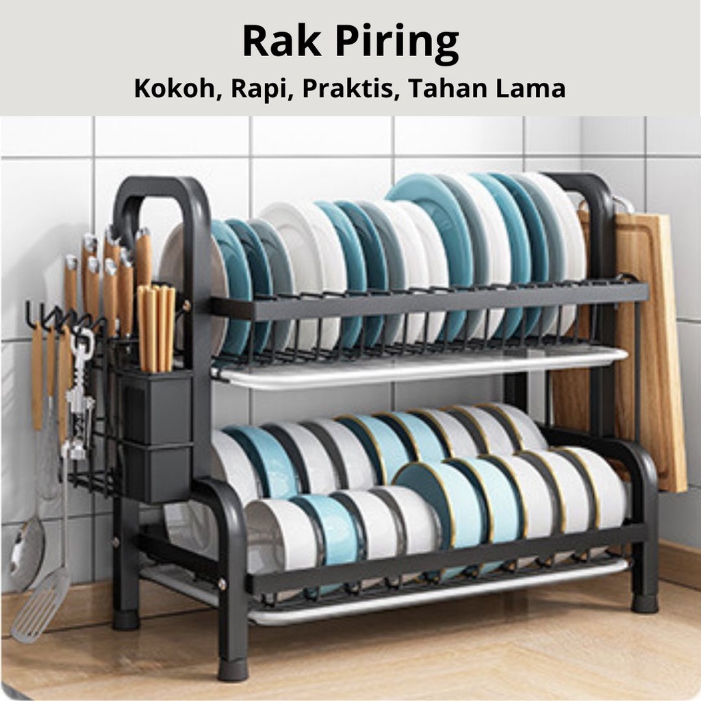 Jual [MAJU] Rak Piring Nordic Style Bertingkat Rak Dapur Full Set ...