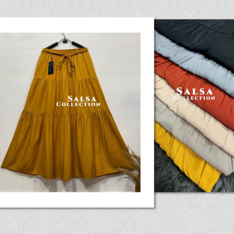 Jual rok panjang rayon dan kringkle polos susun/canda - Rok Salsa ori ...