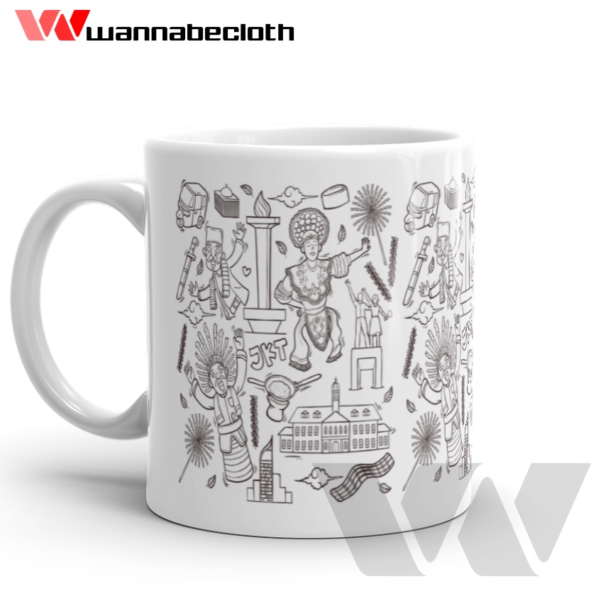 Jual Gelas Jakarta Mug Bali Mug Kota Indonesia OlehOleh Souvenir Mug