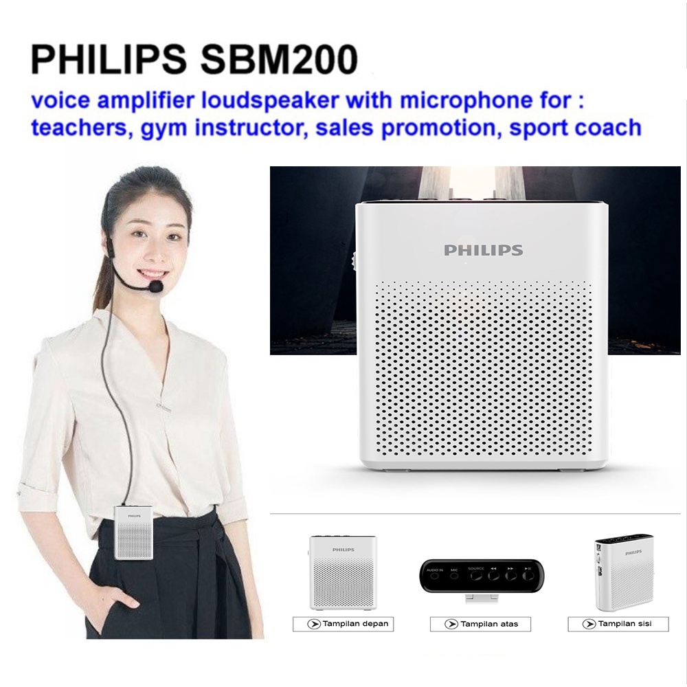 Jual Philips Sbm Speaker Pinggang Waistband Plus Mic Headset Shopee Indonesia