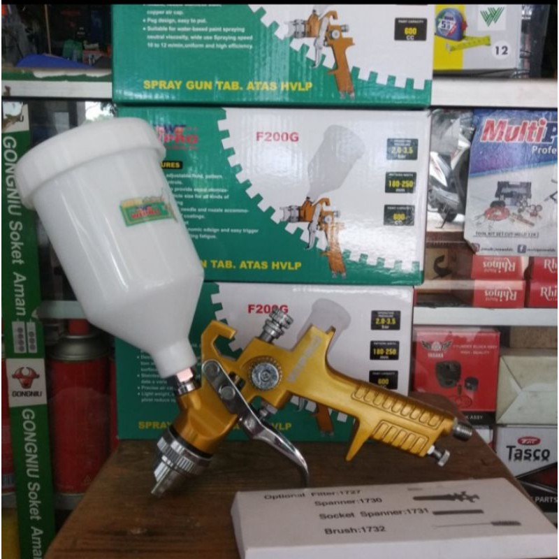 Jual SPRAYGUN HPLV WIPRO low pressure 600ml spreygun nozle 1,4 orig ...