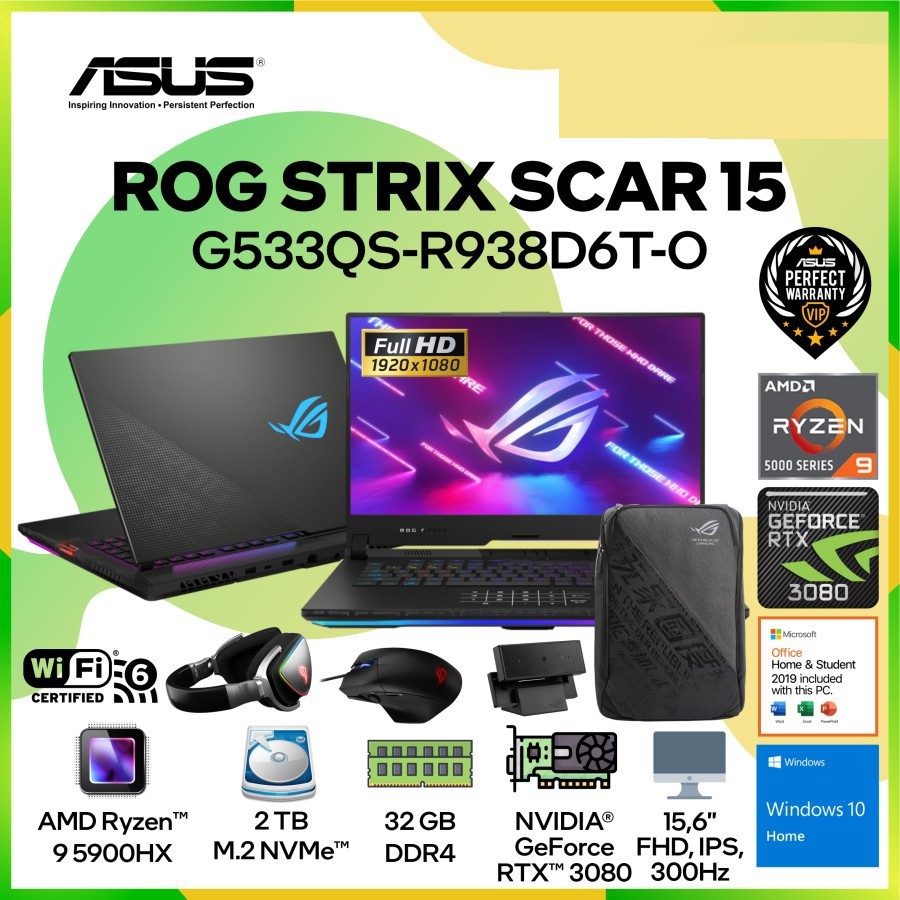 Carte Mère Asus Pour PC Portable G533QS-DS94 - AMD Ryzen 9 5900HX, RTX 3080 - Open Box