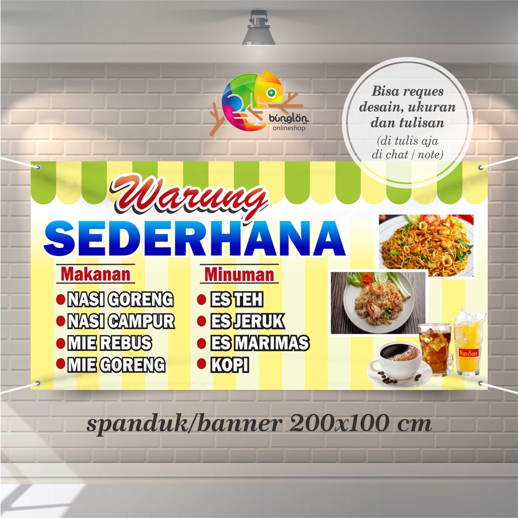 Jual Size 200x100 Cm Spanduk Banner Warung Makan Sederhana Murah Shopee Indonesia 1229