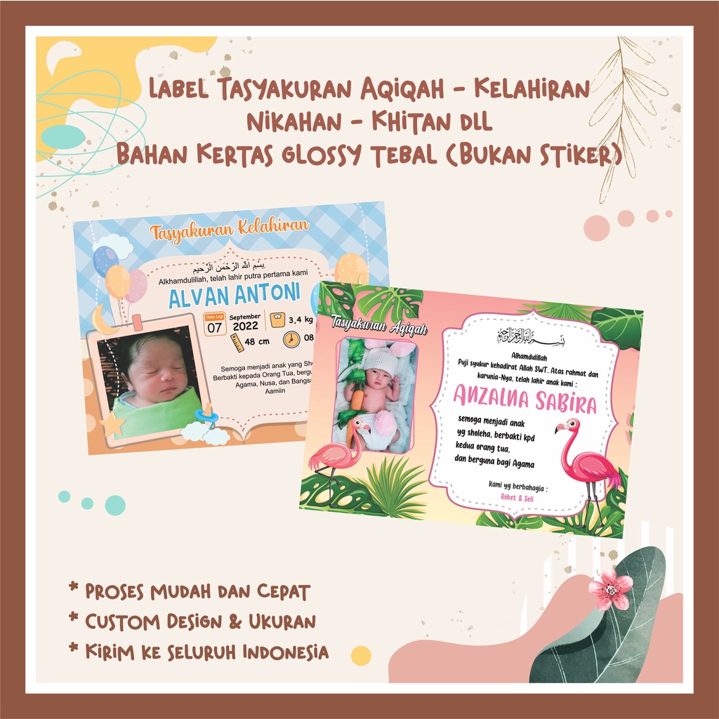 Jual Label Tasyakuran Aqiqah Khitan Nikahan Kelahiran | Shopee Indonesia