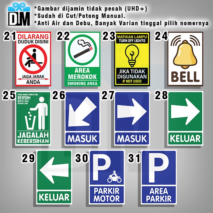 Jual Sticker Warning Peringatan Sign Tanda Rambu Jalan Ukuran Kecil X