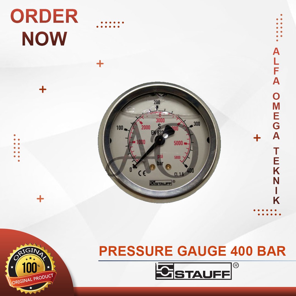 Jual STAUFF PRESSURE GAUGE 2.5" BSP MODEL PAYUNG 400 BAR KUNINGAN ...