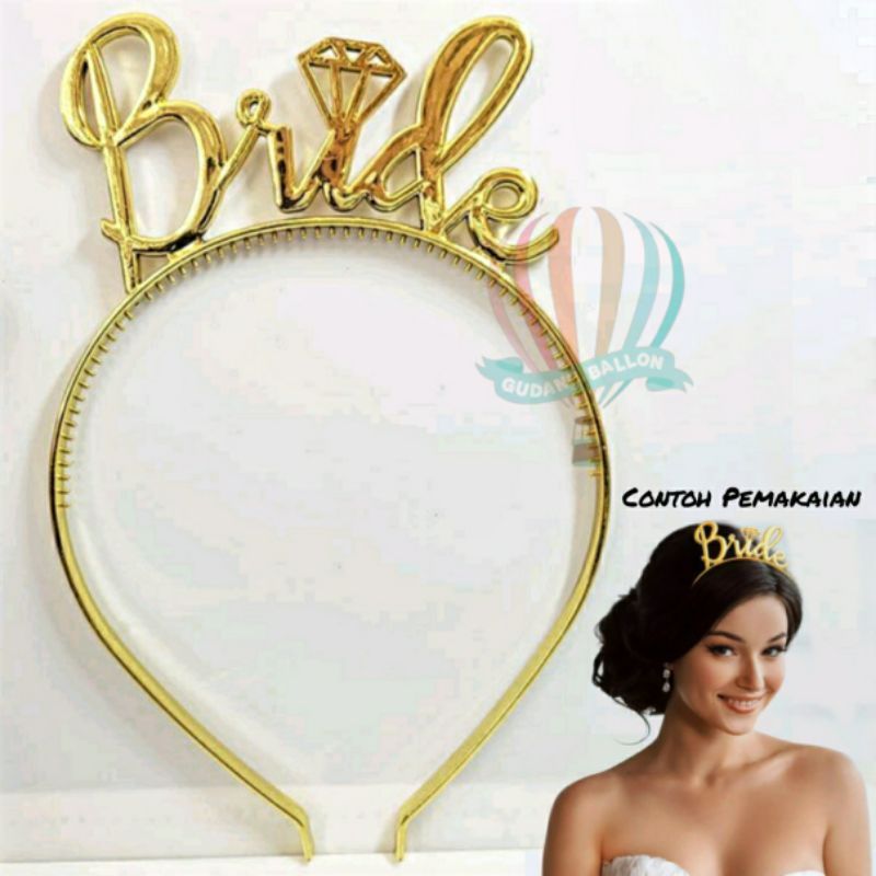 Jual Bando Bride To Be Gold / Crown Bride Plastik / Bandana Bridal Shower / Headband Bride