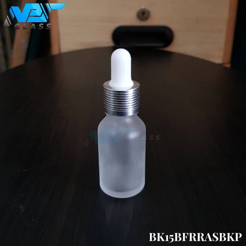 Jual botol kaca pipet 15ml frosted - ring almunium silver bergaris ...