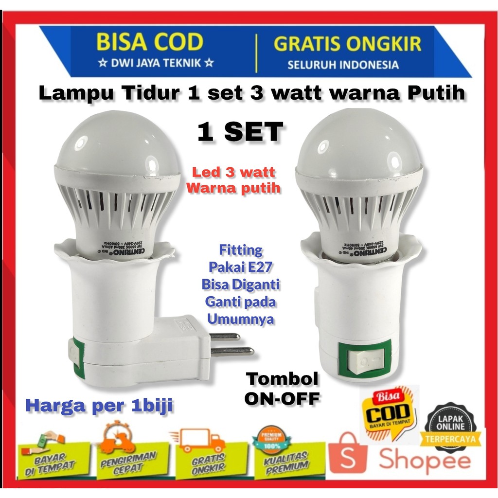 Jual Satu Set Lengkap Lampu Tidur Led Warna Putih Plus Fitting Tempat Lampu Shopee Indonesia