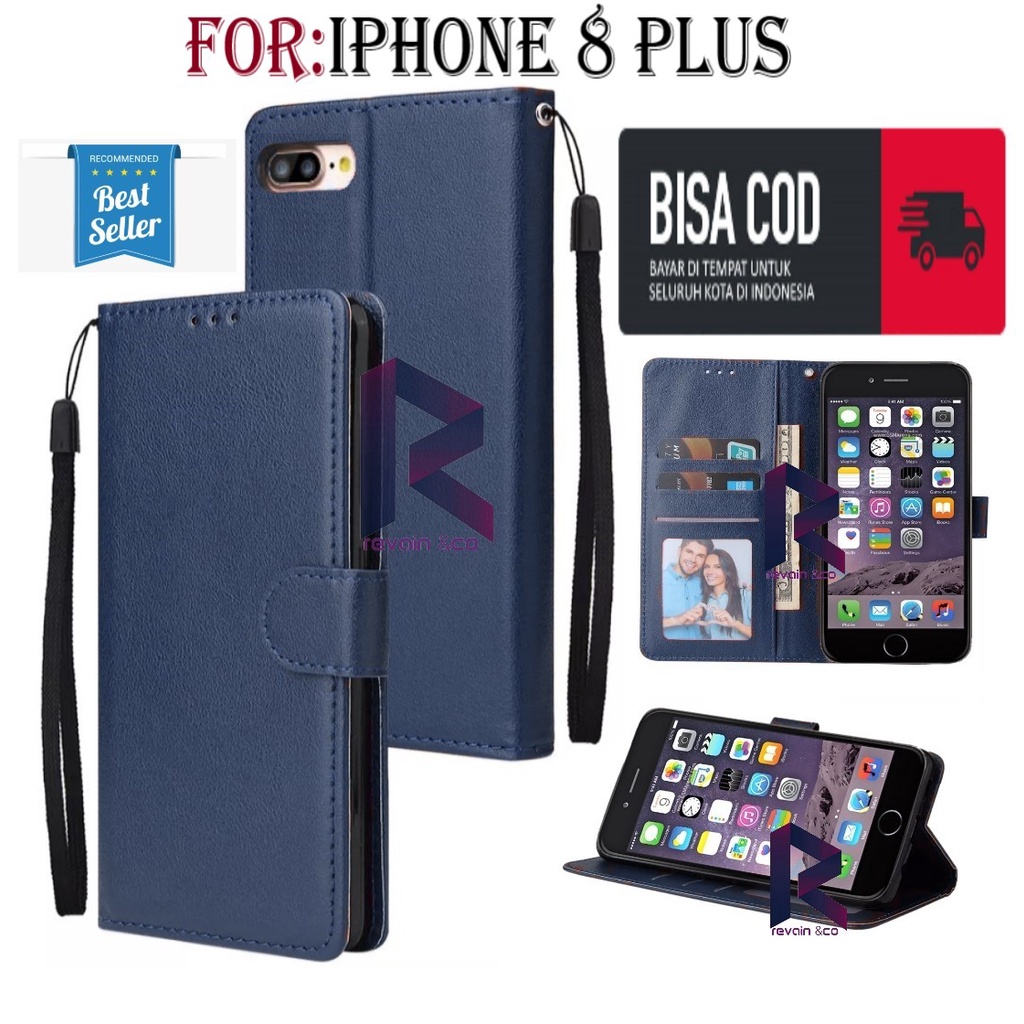 FLIP COVER IPHONE PLUS CASING FLIP WALLET LEATHER KULIT PREMIUM SARUNG  BUKA TUTUP FLIP CASE IPHONE PLUS