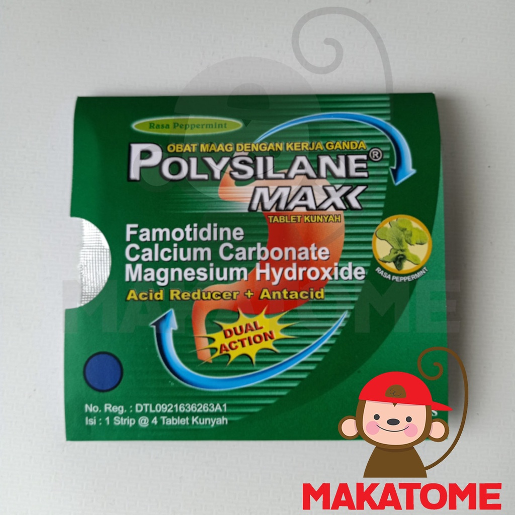 Jual Polysilane Max Tablet Mint 1 STRIP isi 4 tablet maxx kunyah obat ...
